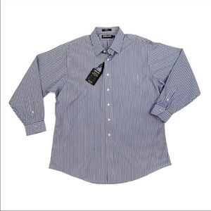 Kirkland Striped Slim Fit Button Down Shirt White And Blue Size 18-35 NWT